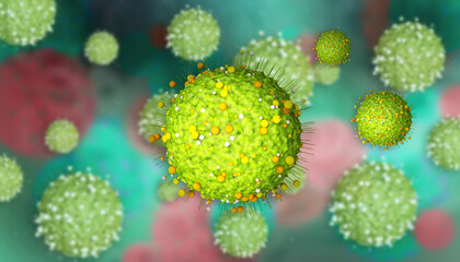 Pathogenic Covid-19 Virus disease outbreak. 3D illustration, 3D rendering	
