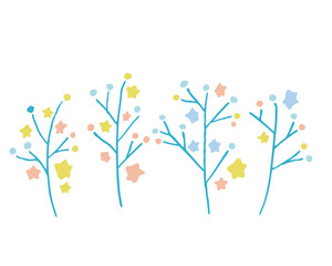 Obraz premium 手描きの草木花北欧風