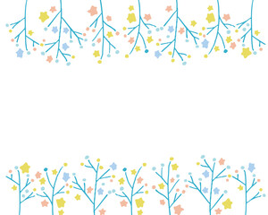 手描きの草木花ファンシーカラーフレーム北欧風