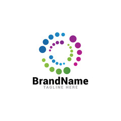 modern technology molecule circle abstract logo icon vector template with gradient colorful.