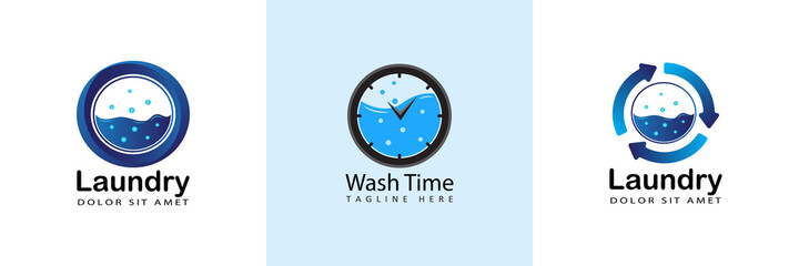 modern round arrow laundry logo template design in isolated background