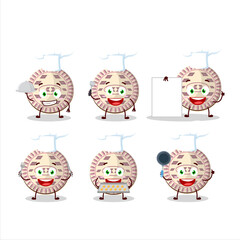 Cartoon character of vanilla biscuit with various chef emoticons