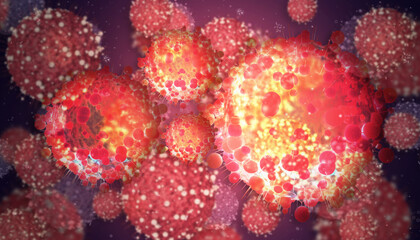 Pathogenic Covid-19 Virus disease outbreak. 3D illustration, 3D rendering	
