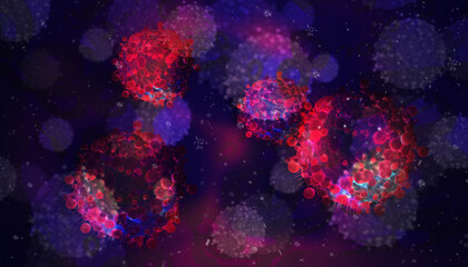 Pathogenic Covid-19 Virus disease outbreak. 3D illustration, 3D rendering