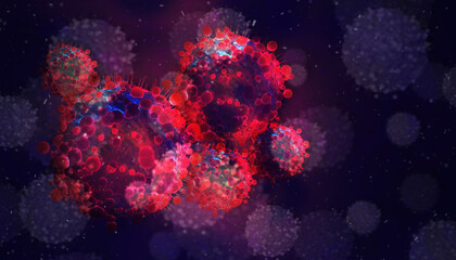 Pathogenic Covid-19 Virus disease outbreak. 3D illustration, 3D rendering