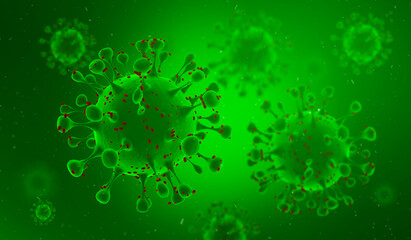 Pathogenic Covid-19 Virus disease outbreak. 3D illustration, 3D rendering