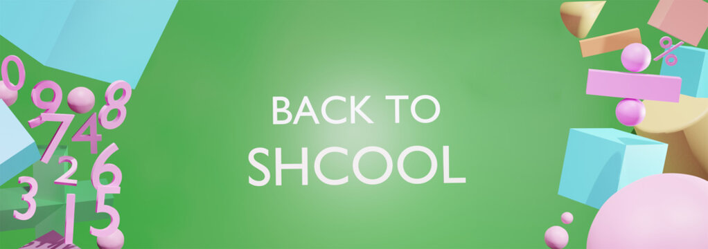 Abstract, mathematical notation and mathematical numbers contain the word BACK TO SCHOOL, a concept for the opening of the new semester School and educational institutions 3D rendering.