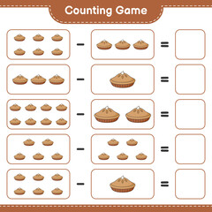 Counting game, count the number of Pie and write the result. Educational children game, printable worksheet, vector illustration