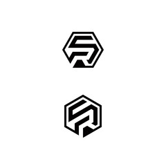 s r sr initial logo design vector template