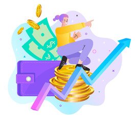 People sending and receiving banknotes. Modern business can be transfer money online to anywhere. vector illustration.