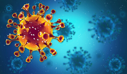 Pathogenic Covid-19 Virus disease outbreak. 3D illustration, 3D rendering	
