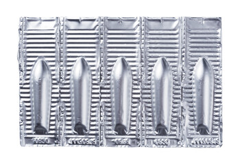 Blister pack with tablets. Packaging for drugs on a white background, clipping path included