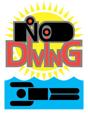 No diving.Illustration.
Graphic poster with text content, flat, multicolor. - 435953800