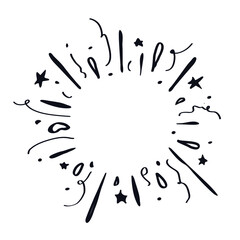 Firework starburst doodle logo icon sign Star confetti dots symbol Decoration elements Hand drawn design Cartoon children's style Fashion print clothes apparel greeting invitation card cover flyer