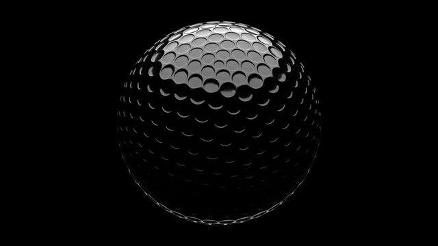 Black golf ball isolated on black background.
Loop able 3d animation for background.


