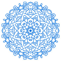Blue mandala with amazing arches, lines and bumps.