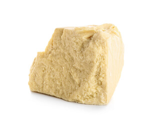 Piece of cocoa butter on white background