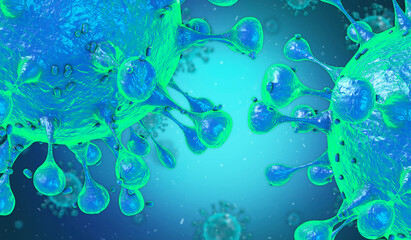 Naklejka na ściany i meble Pathogenic Covid-19 Virus disease outbreak. 3D illustration, 3D rendering 