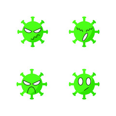 A set of virus emoticons with different negative emotions about the epidemic and vaccination.