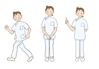 ポーズをとる医療スタッフ