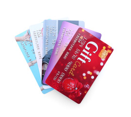Gift cards on white background