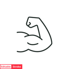 Strong hand line icon. Simple outline style. Muscle, arm, bicep, power, protein, man, strength, flex, human body concept. Vector illustration isolated on white background. Editable stroke EPS 10. - obrazy, fototapety, plakaty