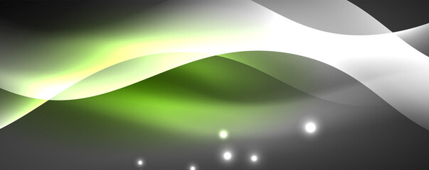 Shiny glowing neon wave, light lines abstract background. Magic energy and motion concept. Vector wallpaper template