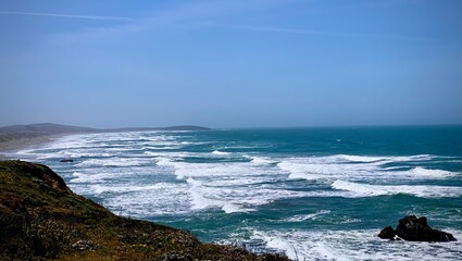 waves crashing on rocks