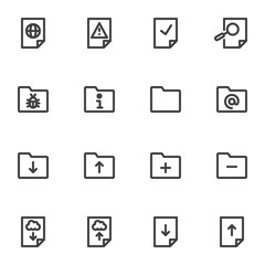 File and folder line icons set