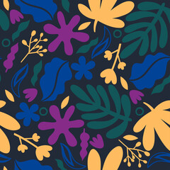 Fototapeta na wymiar Seamless pattern with abstract floral shapes. Vector graphics.