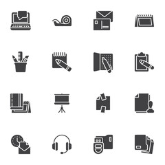 Office workspace vector icons set