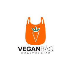 Vegetarian bag logo design template