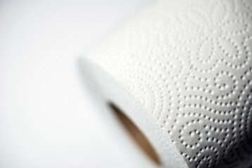 Tissue roll in top view.texture of white tissue paper background with crease, close up detail of...