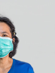 A woman wearing a surgical mask to prevent disease