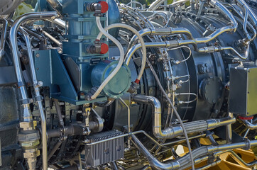 Details of the M75RU marine gas turbine engine close-up