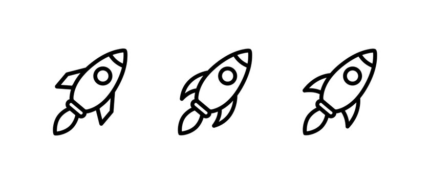 rocket line icon set, rocket symbol vector for web
