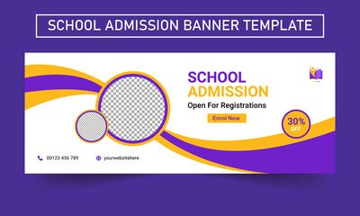 Kids school education admission web banner template. School education admission social media post and web banner template.