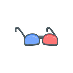 glasses icon with red and blue lenses for 3 D movies