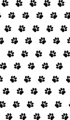 Naklejka na ściany i meble Seamless pattern with cat paw prints. Black and white image. Vector illustration.