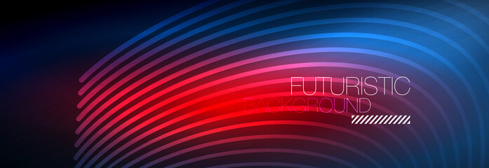 Dark abstract background with glowing neon circles. Trendy layout template for business or technology presentation, internet poster or web brochure cover, wallpaper