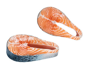 Steaks of a salmon on a white background