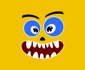 Horror monster face open mouth vector illustrator