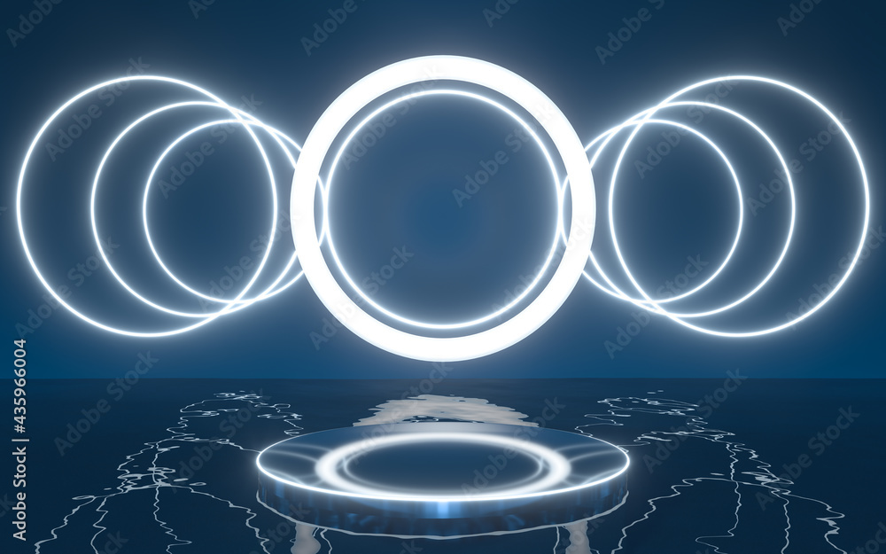 Poster empty product stage with light behind, 3d rendering.