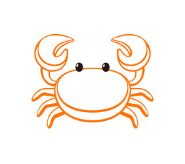 Crab with claws, aquatic animal vector line icon