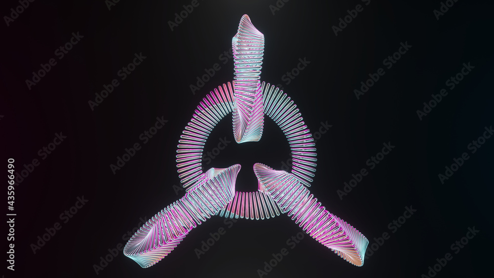 Fototapete 3d illustration graphics of abstract seamless loop of 3d render neon object. blue and purple neon un