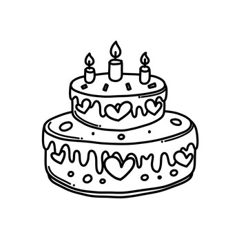 Cake Doodle vector icon. Drawing sketch illustration hand drawn cartoon line eps10 © veekicl