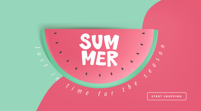 Summer sale layout poster banner background with watermelon