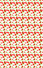 Fruit pattern with cherry, strawberry and watermelon