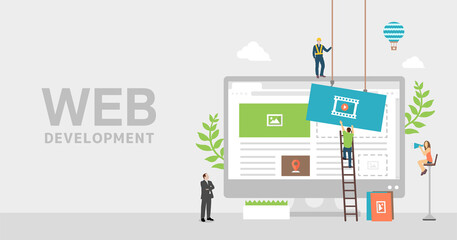 Web development concept  vector banner illustration