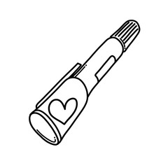 Pen with love Doodle vector icon. Drawing sketch illustration hand drawn cartoon line eps10